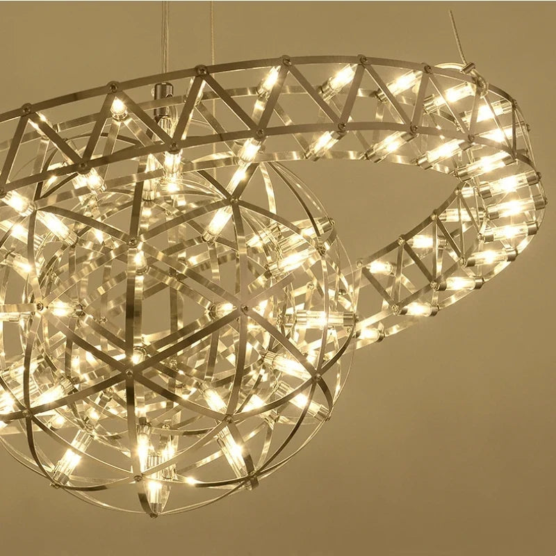 lustre sphérique raimond satellite en acier inoxydable led décor