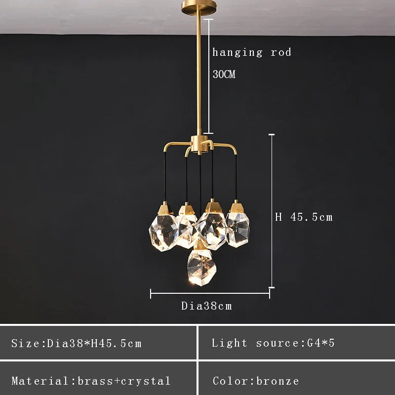 lustre design moderne en cristal avec abat-jour fantaisie