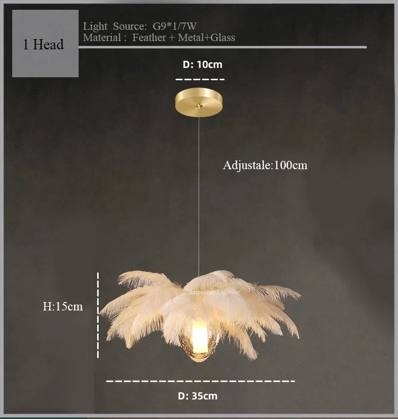 2024Staircase Feather Chandelier Ostrich Glass Design Pendant Chandelier Lighting Home Decor Suspend Lustre Fixtures