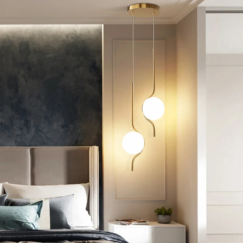 suspension en verre laiteux led créatives art déco