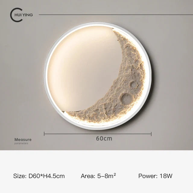 applique murale led en résine design nordique lune
