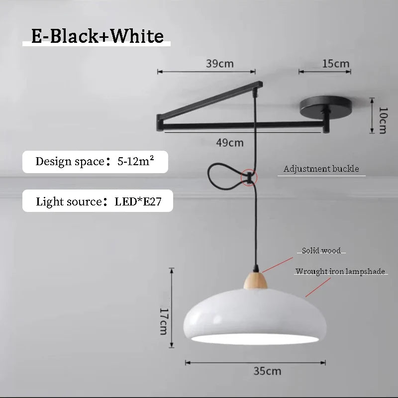 Lustres à bascule de Table à manger modernes LED peuvent être déplacés lampes à long poteau nordique Simple télescopique pliant lustre à bras Long