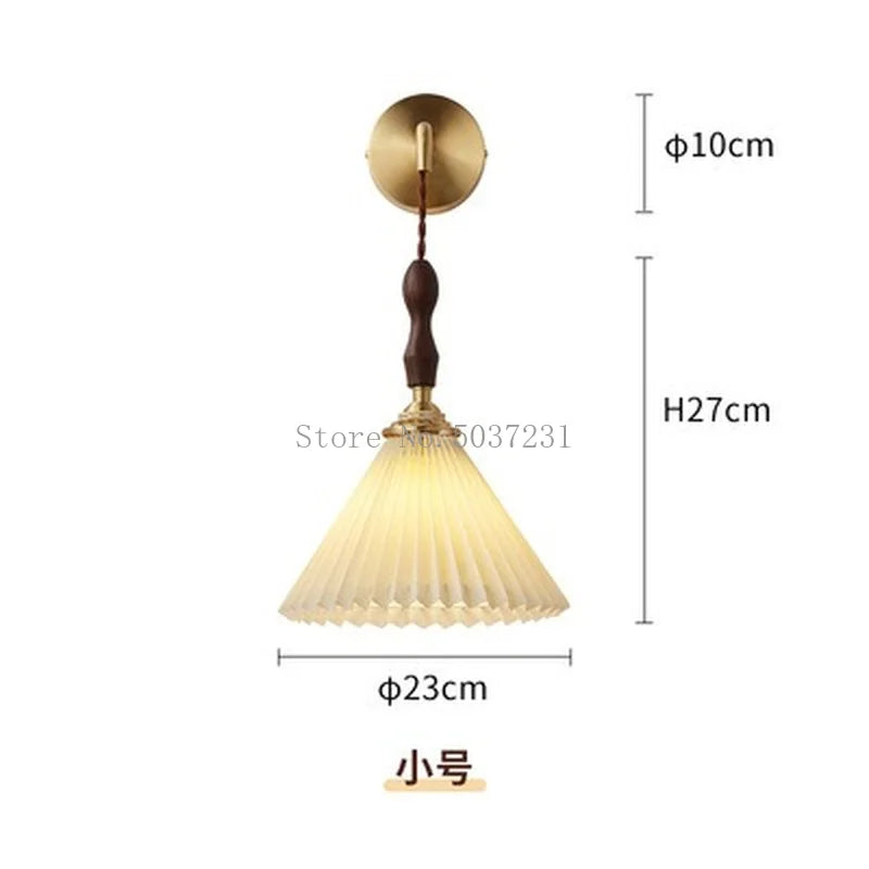 lustre plissé rétro japonais en noyer nordique pour intérieur
