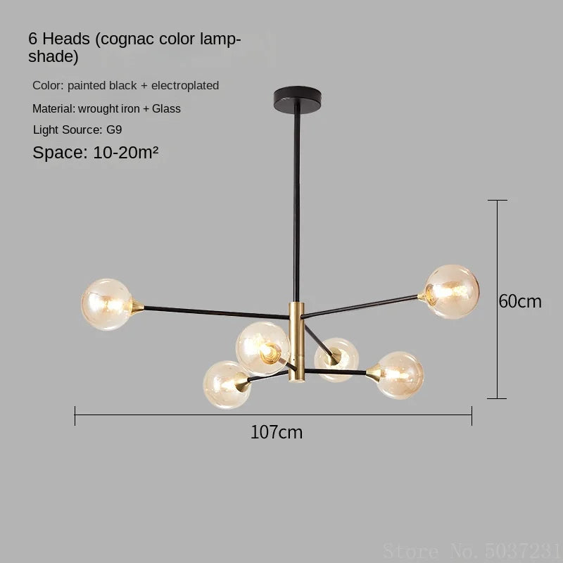 lustre moderne en forme de haricot avec éclairage led suspendu