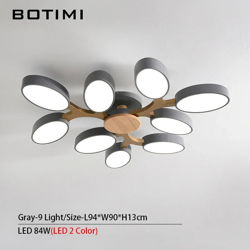 plafonnier LED gris en forme d'arbre