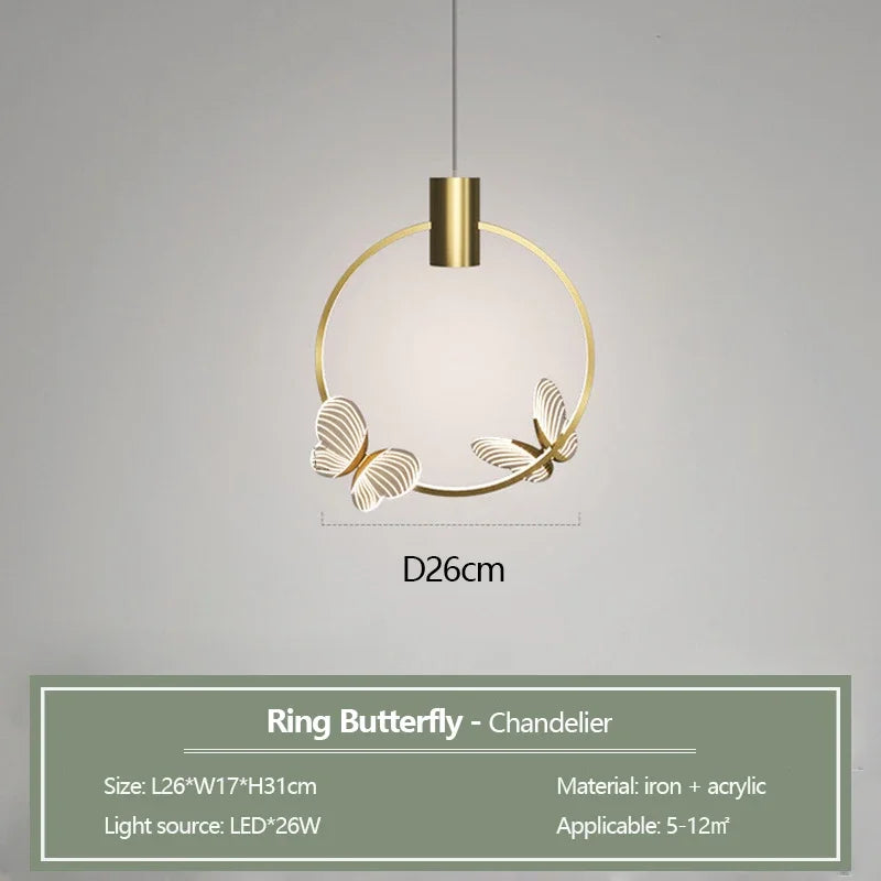 lustre papillon transparent design nordique suspension led