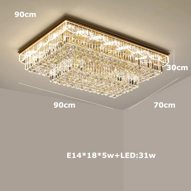 plafonnier led variable en cristal et acier inoxydable pour intérieur moderne