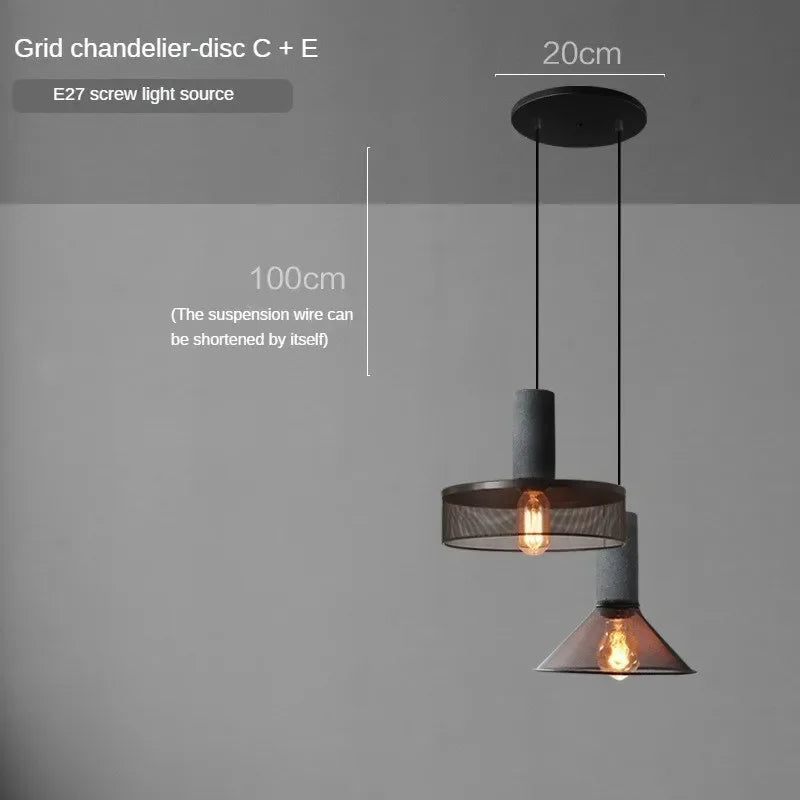 lampes suspendues en ciment pour loft industriel abat-jour en fer forgé