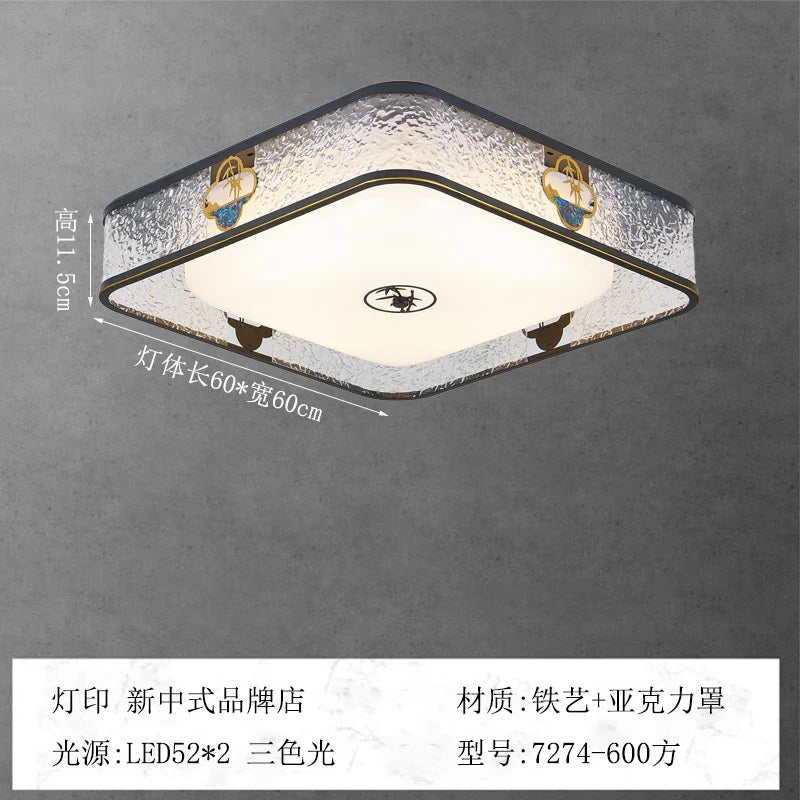 lustre acrylique style chinois antique pour éclairage intérieur