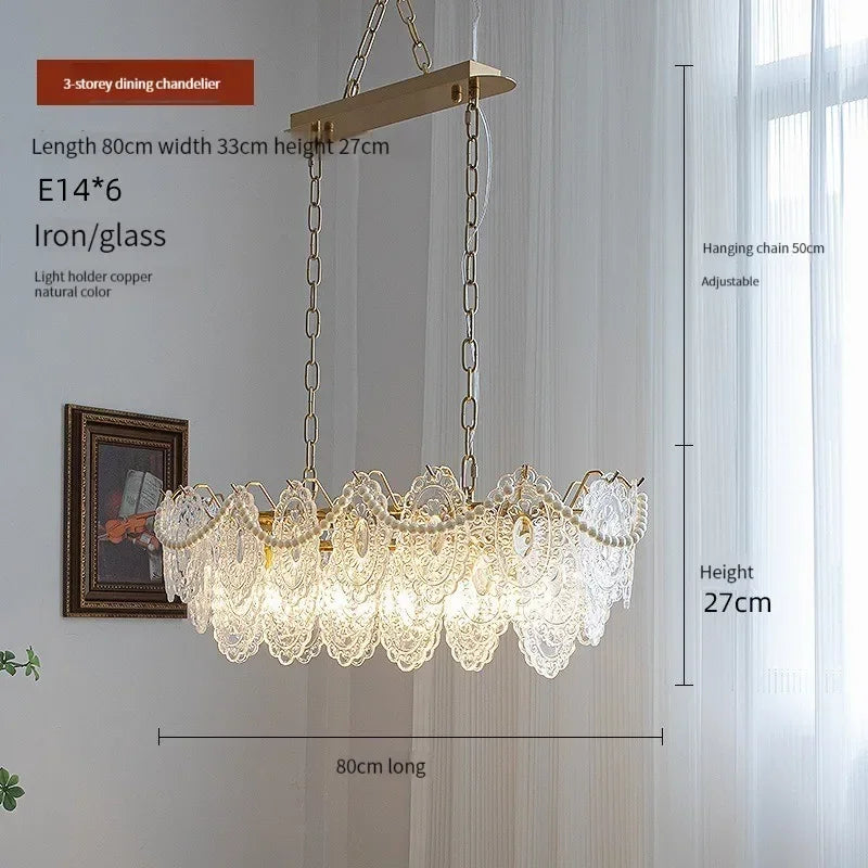 suspension moderne en verre clair style français luxe