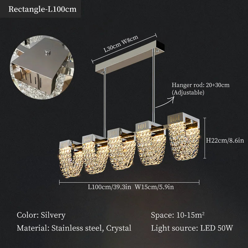 suspension en cristal de luxe pour décoration intérieure moderne