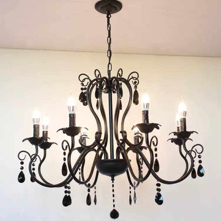 lampe à bougie en fer et cristal de luxe pour décoration intérieure