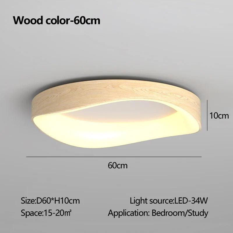 plafonnier en bois rond avec télécommande pour éclairage intérieur