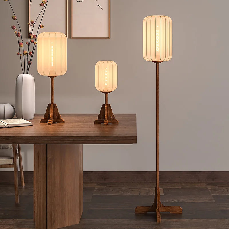 lampadaire style vintage en tissu bois cuivre pour hôtels et restaurants