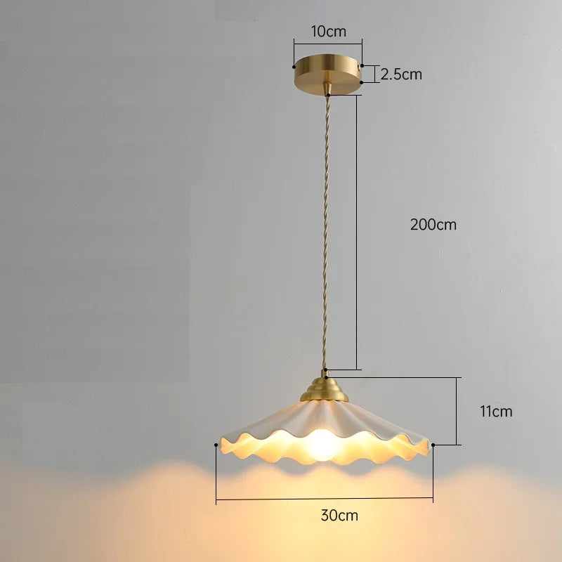 suspension LED 30 cm blanc en céramique style japonais