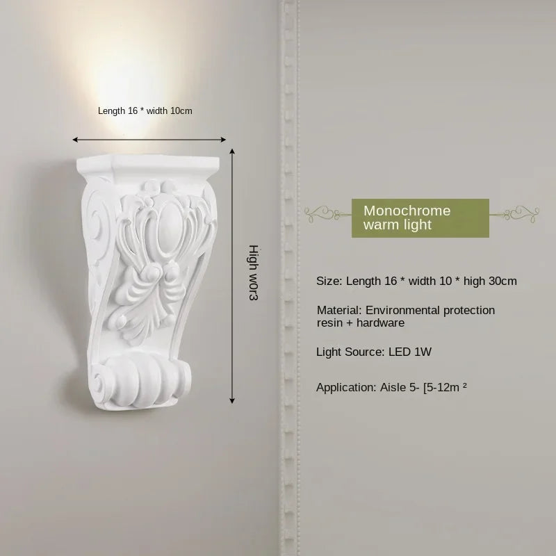 applique murale en résine d'ange sculptée décorative à led