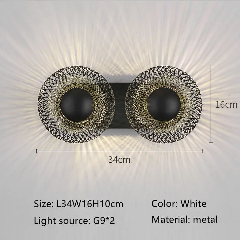 Italy Horn Design Iron Mesh Aisle Lamp Sconce Corridor Ceiling Bedroom TV Backdrop Ceramic Head LED Home Decor Wall Lighing
