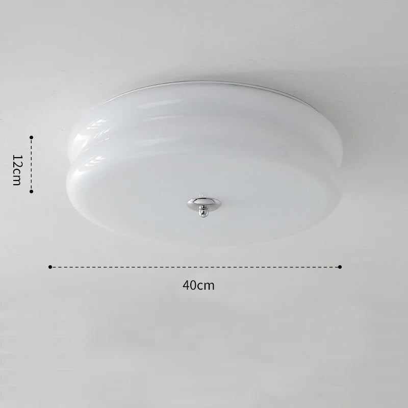 Plafonnier rétro français en verre crème pour chambre à coucher