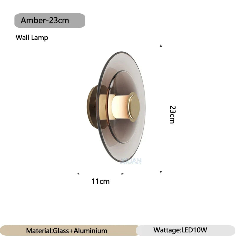 Creative Art Glass Wall Lamps Bedroom Bedside Light Amber Smoke Gray Living Room Decorative Wall Light Aisle Hallway Entrance