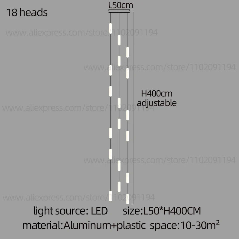 lustre led nordique pour escalier duplex penthouse villa