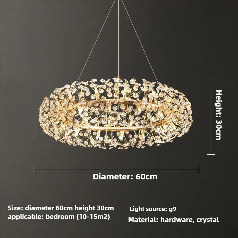 lustre en cristal moderne en forme de pissenlit créatif et atmosphérique