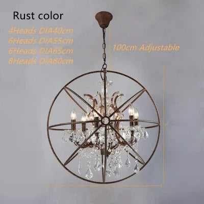 lustre vintage en cristal style cage à oiseaux éclairage led rétro