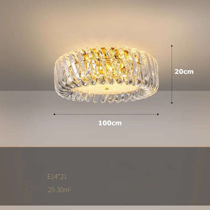 lustre moderne rond à intensité variable led cristal