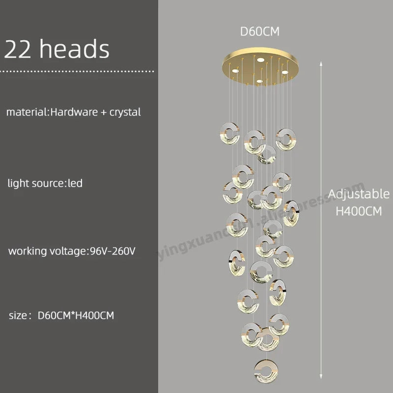 lustre moderne en cristal design loft pour éclairage minimaliste