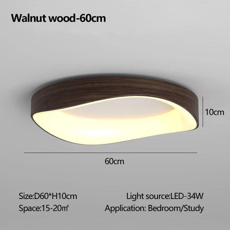 plafonnier en bois rond avec télécommande pour éclairage intérieur
