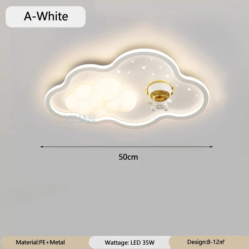 Children Light Modern Cloud Bedroom Ceiling Lamps White PE Sconces Warm Astronaut Chandelier Light for Child Baby Room Decor