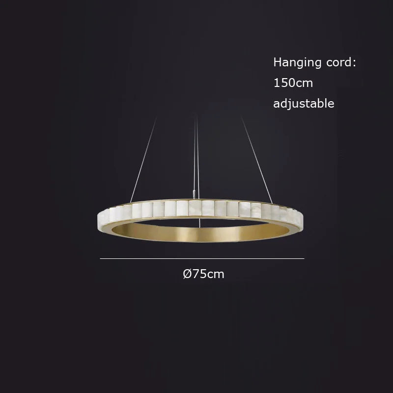 suspension ronde en marbre et acier inoxydable élégant