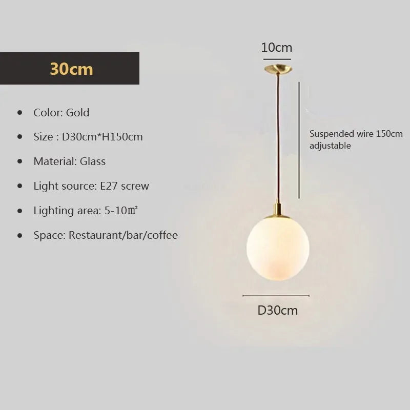 Suspension en verre nordique 8-50 cm boule ronde lampes suspendues pour la maison pour Bar chambre salon café décoration Luminaires Lustre