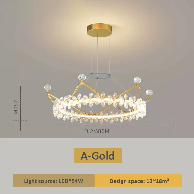 lustre en cristal couronne d'or pour décoration enfant étoile luxueuse