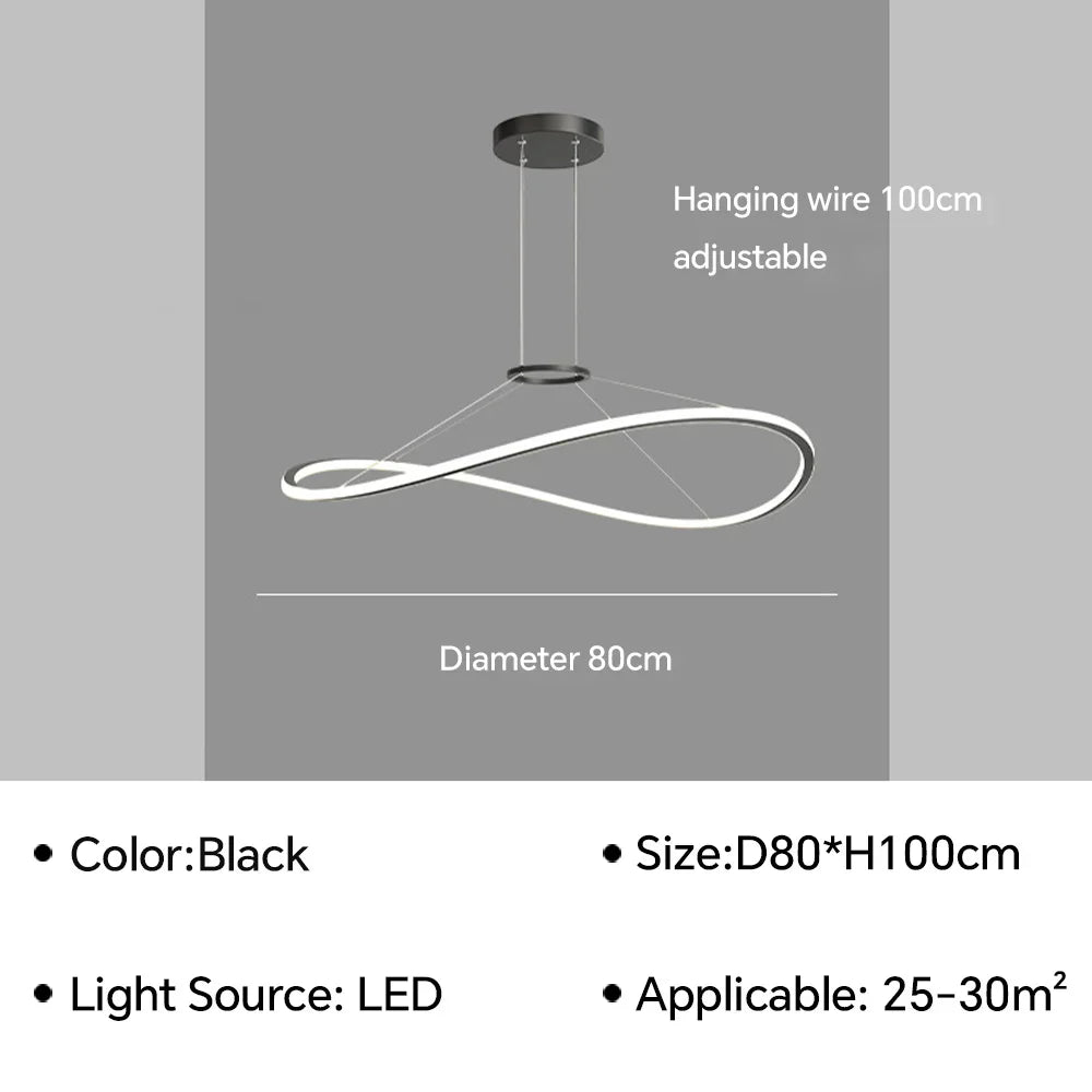 lustre moderne à led pour décoration intérieure réglable
