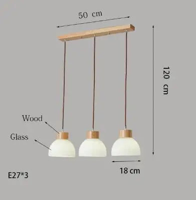 Suspension en verre blanc lampe suspendue de simplicité japonaise pour salon chambre salle à manger Loft lampe suspendue en bois