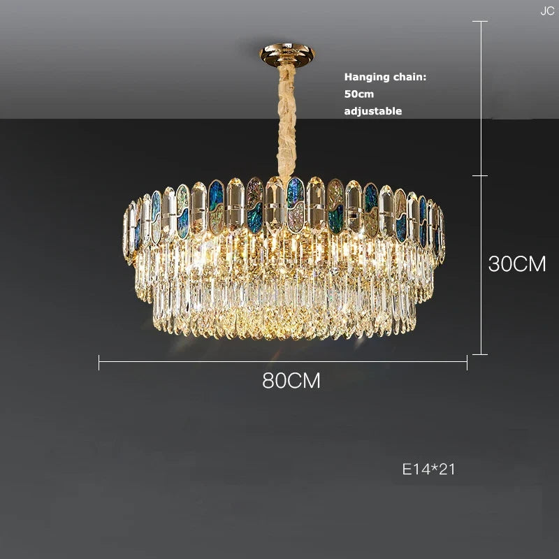 plafonnier led art déco en cristal doré et acier inoxydable
