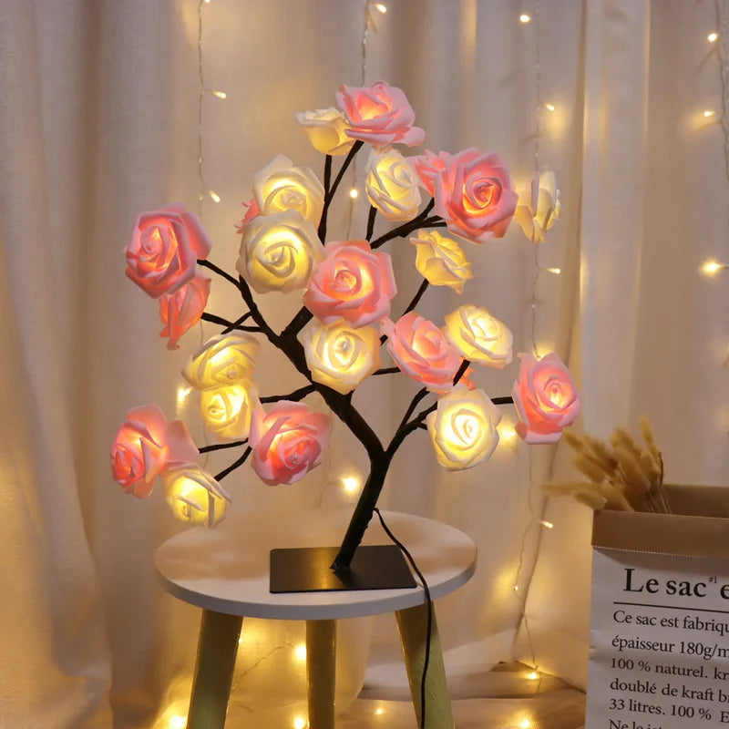 lampe de table led arbre cerisier cristal veilleuse nordique