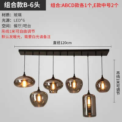 lustre nordique en verre pour éclairage moderne de restaurant et café