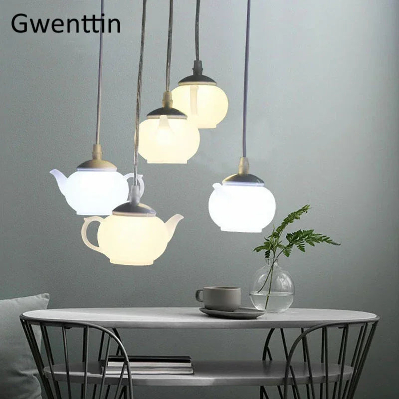 suspension théière moderne à led pour décoration intérieure nordique