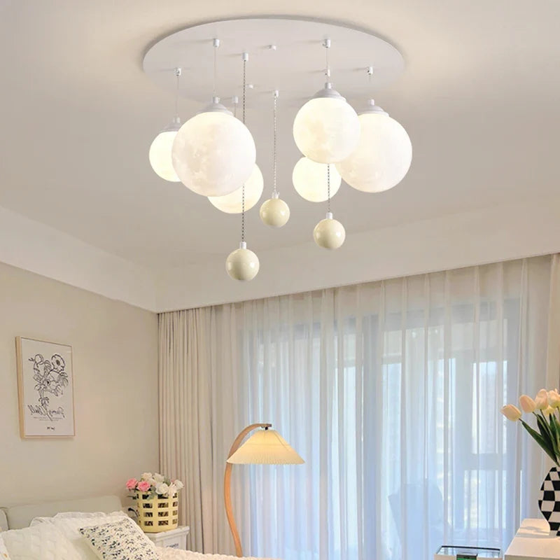 lustre design 3d led lune boule ronde suspension intérieur