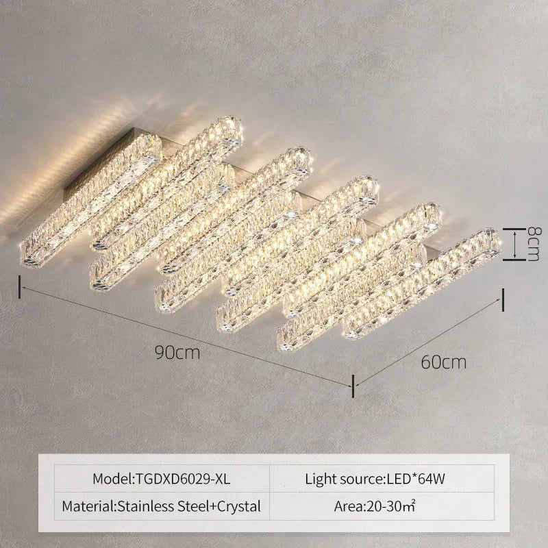 lustre led moderne en cristal avec intensité variable pour la maison
