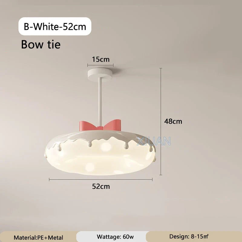Creative Children Bedroom Chandelier Lamp with Pink Heart Bow Tie Crown Pendant Light for Princess Room Girl Nursery Baby Decor