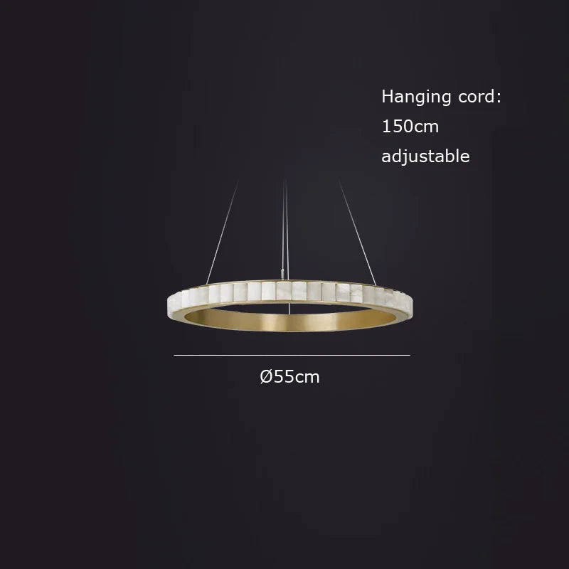 suspension ronde en marbre et acier inoxydable élégant