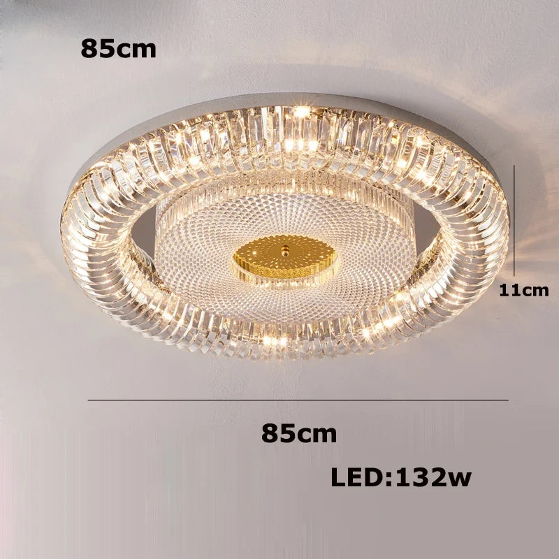 plafonnier led moderne à intensité variable en cristal doré argenté
