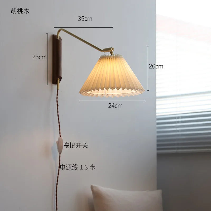 applique murale en cuivre avec interrupteur et lampe LED rotative