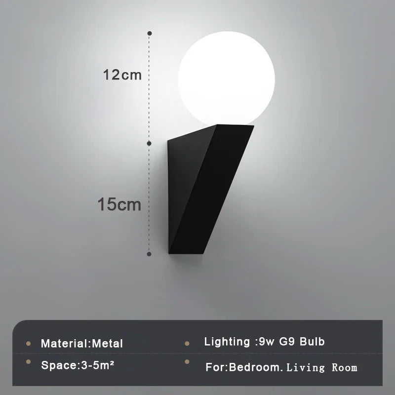 applique murale moderne en verre pour intérieur avec éclairage led
