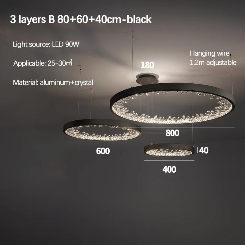 lustre en cristal design luxe avec éclairage led