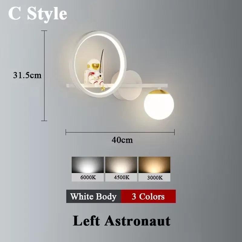 applique murale led créative lune astronaute décoration pour enfant
