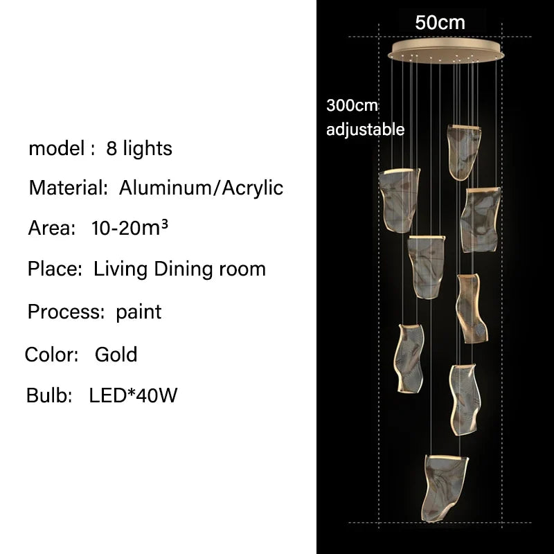 Nordic Modern Luxury Attic Chandelier Living Room Dining Room Dining Table Chandelier Hotel Lobby Staircase Hanging Chandelier
