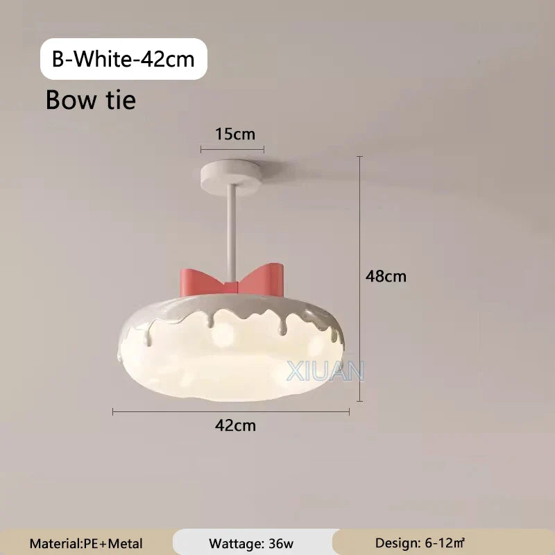 Creative Children Bedroom Chandelier Lamp with Pink Heart Bow Tie Crown Pendant Light for Princess Room Girl Nursery Baby Decor